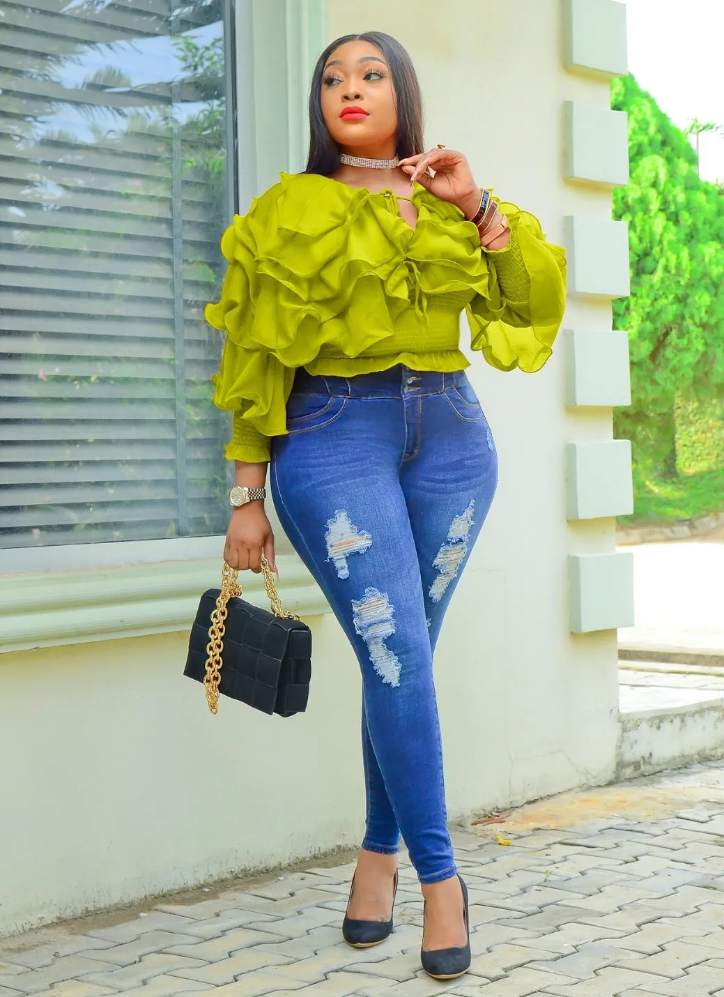 TULIP QUEEN- 3D Petals Ruffle Sleeve blouse (4 colors)
