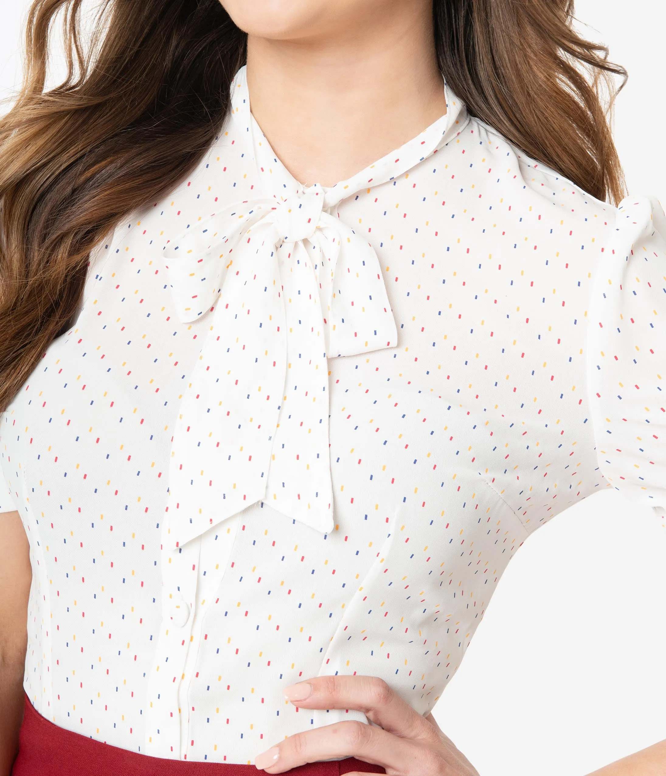 Voodoo Vixen White Speckled Short Sleeve Melody Blouse