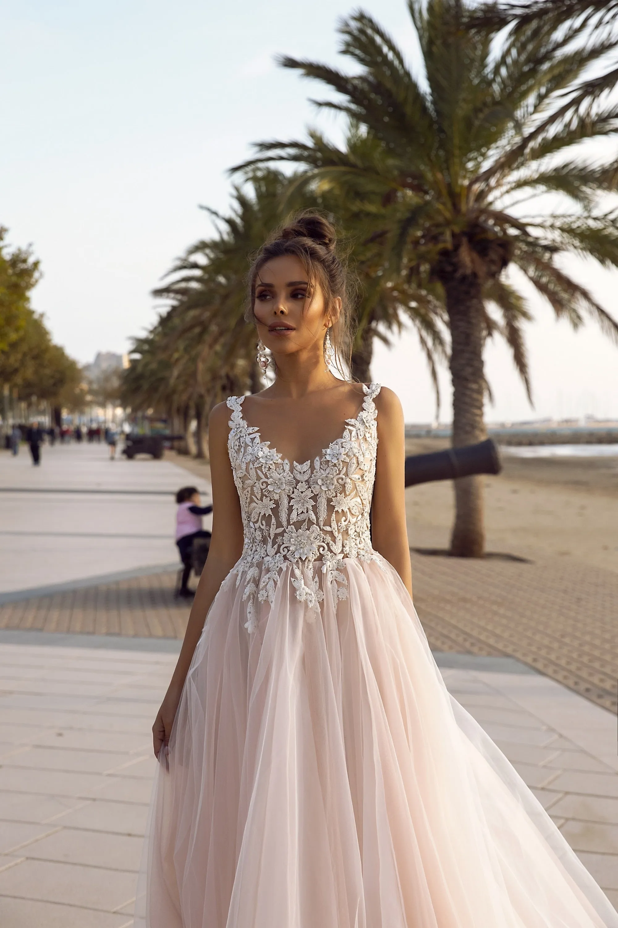 Wedding Dress Blush Pink Tulle A Line Princess Wedding Gowns Backless