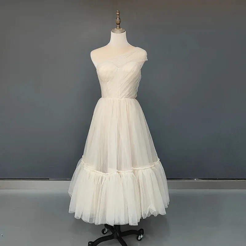 Wedding Dress Deep V-Neck Open Back Sleeveless A-Line Bohemian
