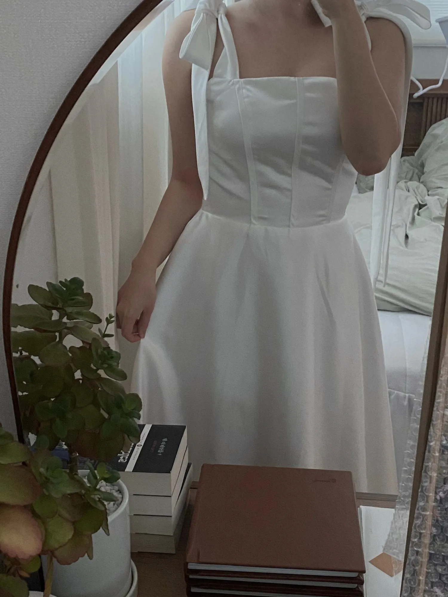 Wedding Dress Square Collar Floor-length A-line Satin
