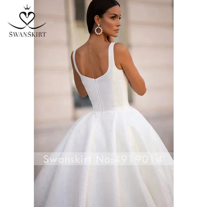 Wedding Dress Square Collar Sleeveless A-Line Princess
