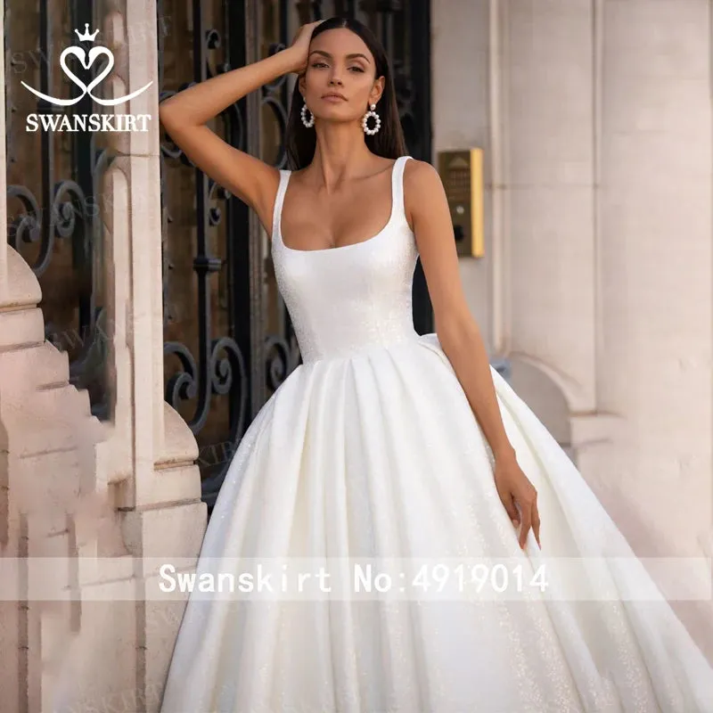 Wedding Dress Square Collar Sleeveless A-Line Princess