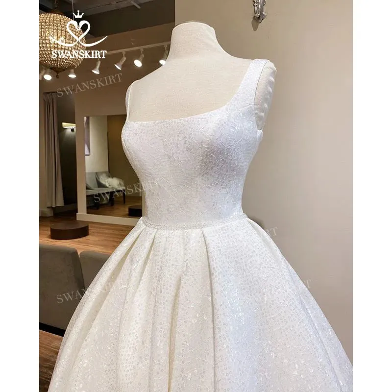 Wedding Dress Square Collar Sleeveless A-Line Princess
