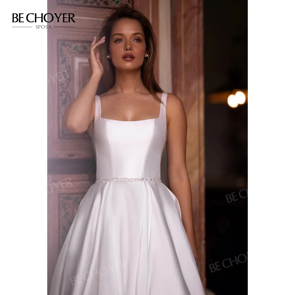 Wedding Guest Dresses: Wedding Dress Chic Bow Straps A-Line Open Back Bride Gown