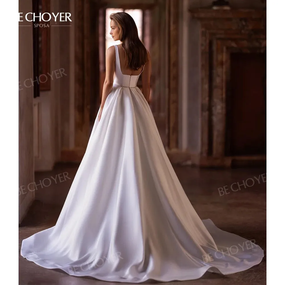 Wedding Guest Dresses: Wedding Dress Chic Bow Straps A-Line Open Back Bride Gown