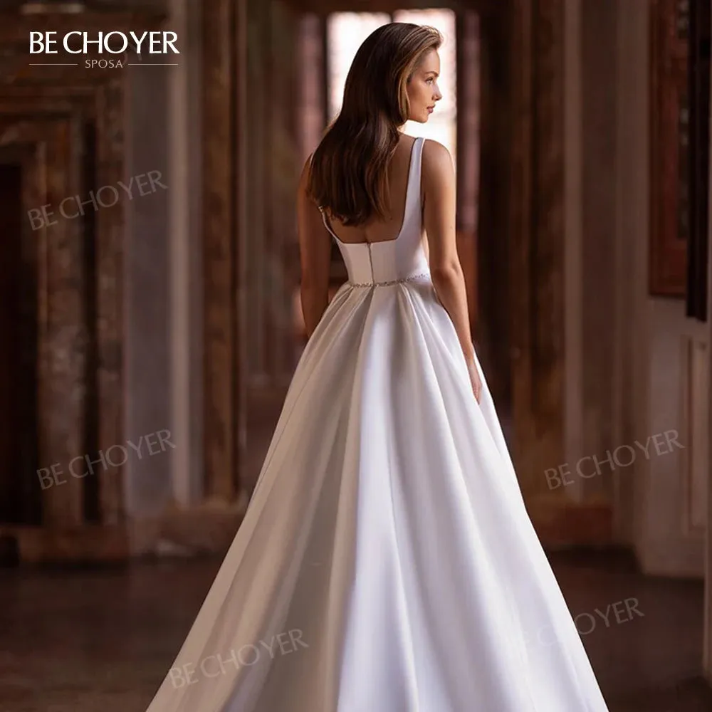 Wedding Guest Dresses: Wedding Dress Chic Bow Straps A-Line Open Back Bride Gown