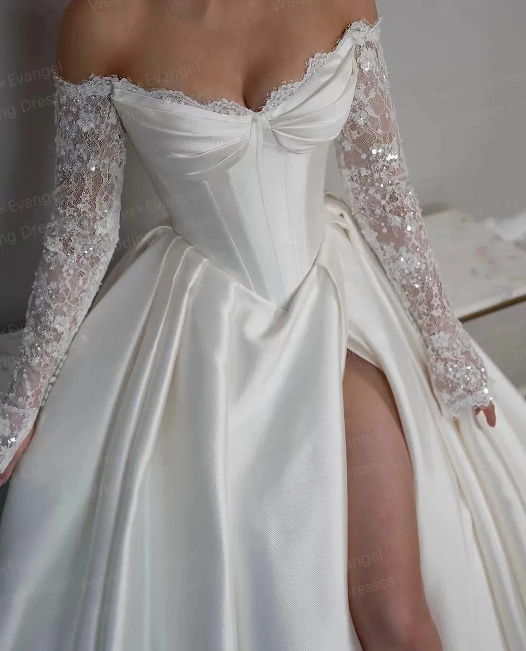 Wedding Guest Dresses: Wedding Dresses A Line Woman's Sequined Off Shoulder
