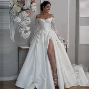 Wedding Guest Dresses: Wedding Dresses A Line Woman's Sequined Off Shoulder