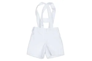 White Cotton Shorts with Straps