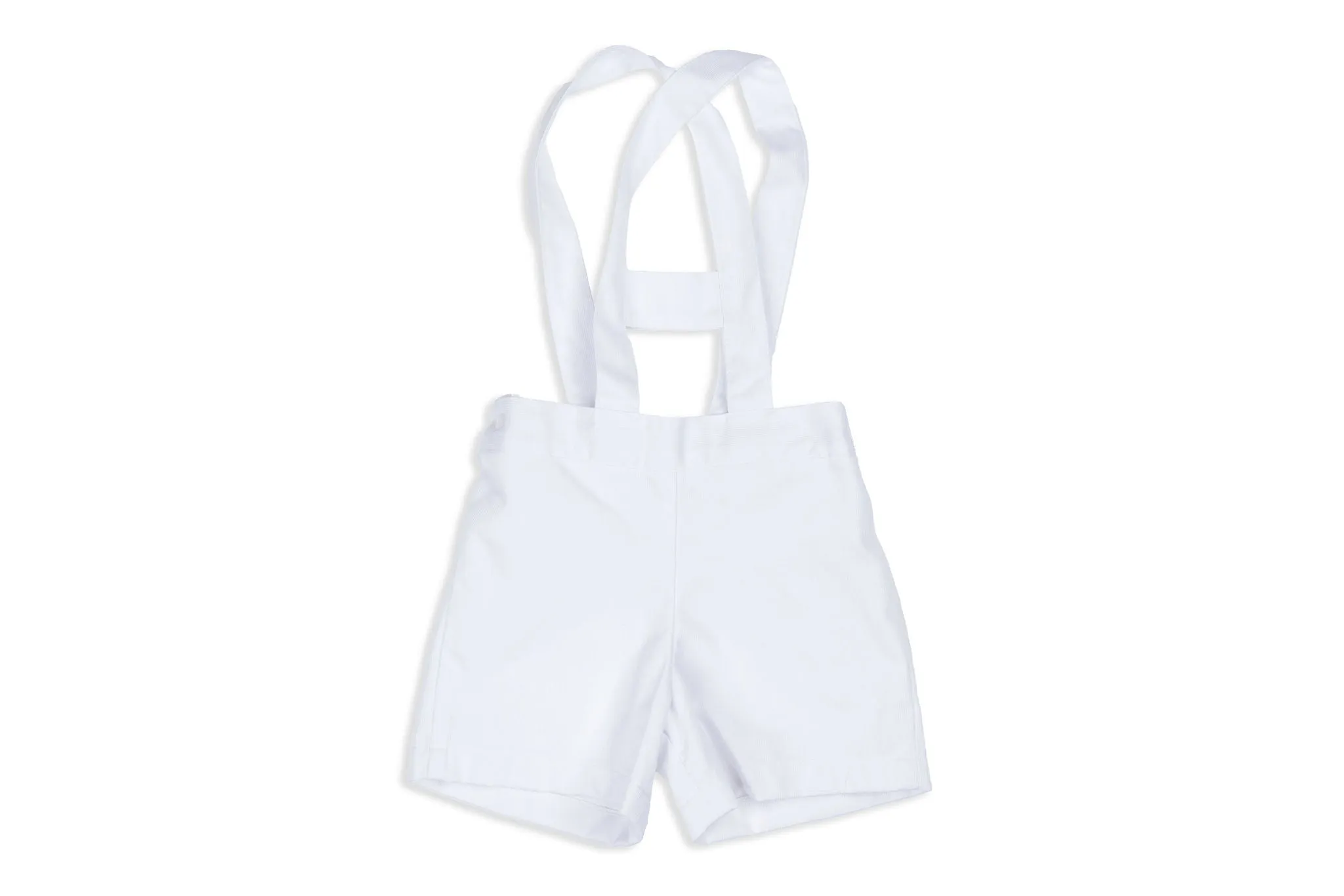 White Cotton Shorts with Straps
