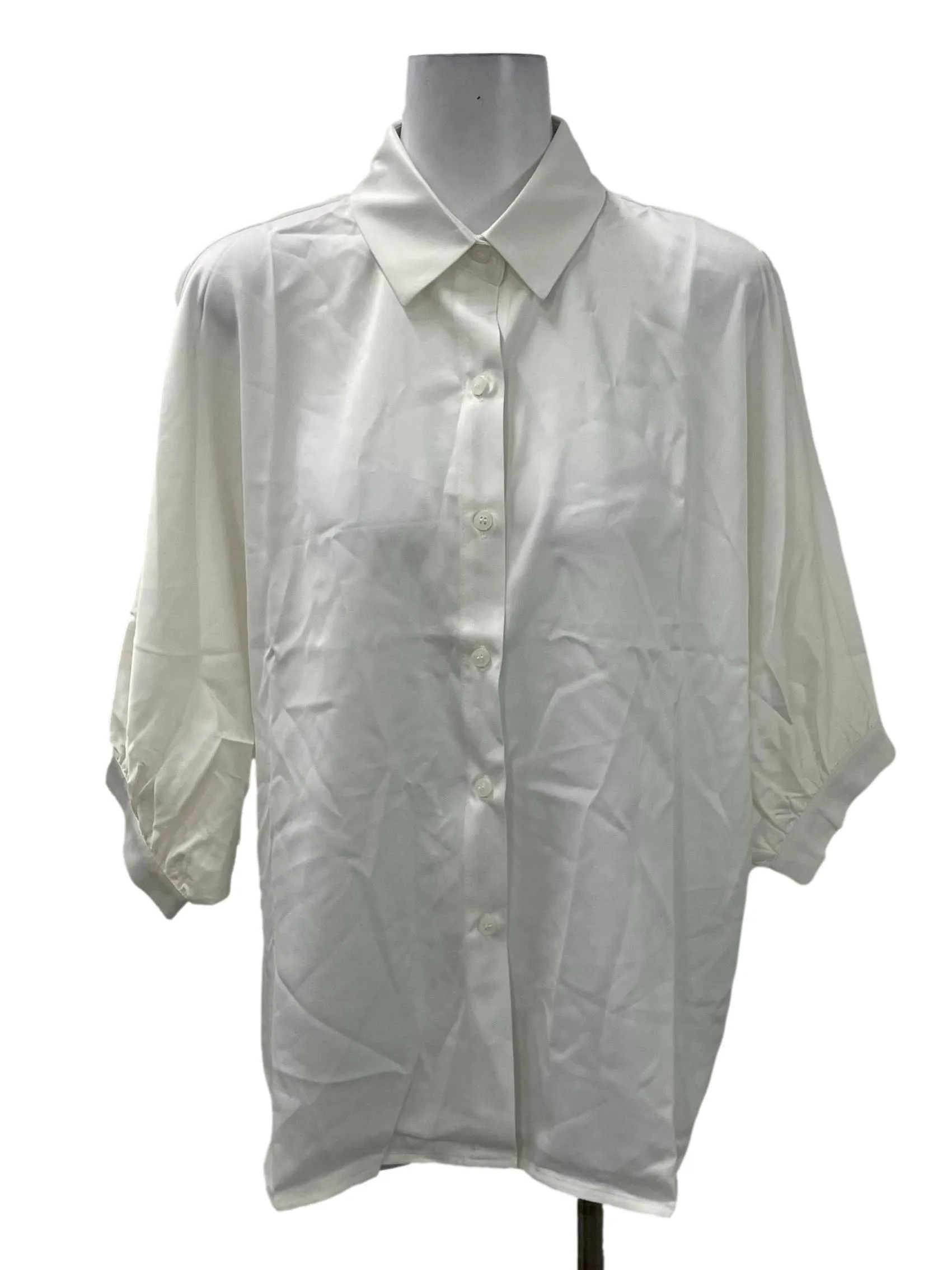 White Polo Button Top