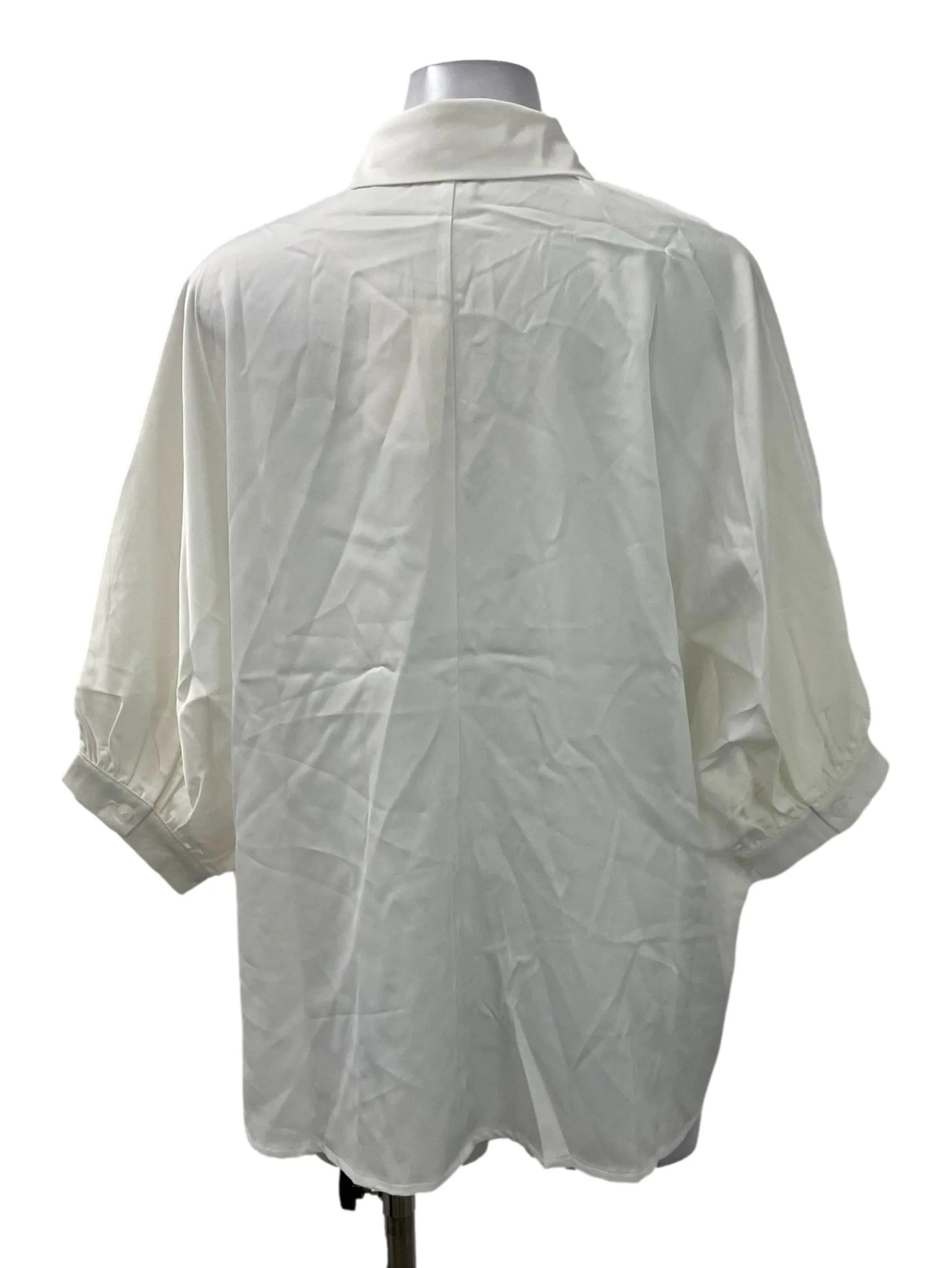 White Polo Button Top