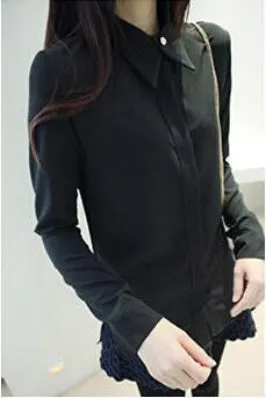 White Shirt Chiffon Women White Black Blouses Elegant Woman Clothes