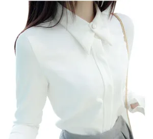 White Shirt Chiffon Women White Black Blouses Elegant Woman Clothes