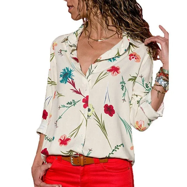 Women Blouses Fashion Long Sleeve Turn Down Collar Office Shirt Blouse Shirt Casual Tops Plus Size Blusas Femininas