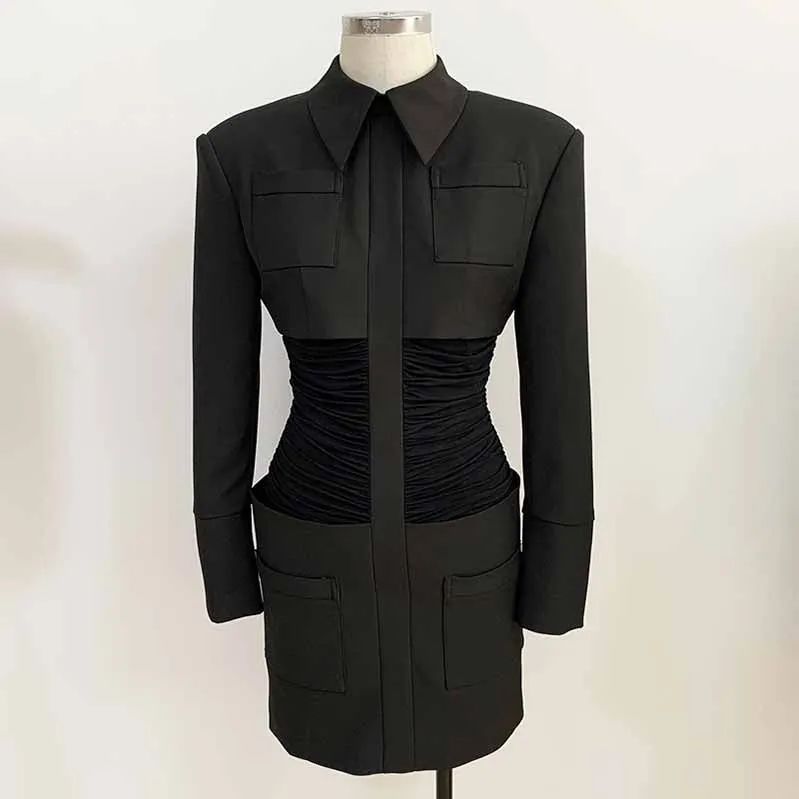 Women's Collar Long Sleeve Bodycon Pencil Mini Dress