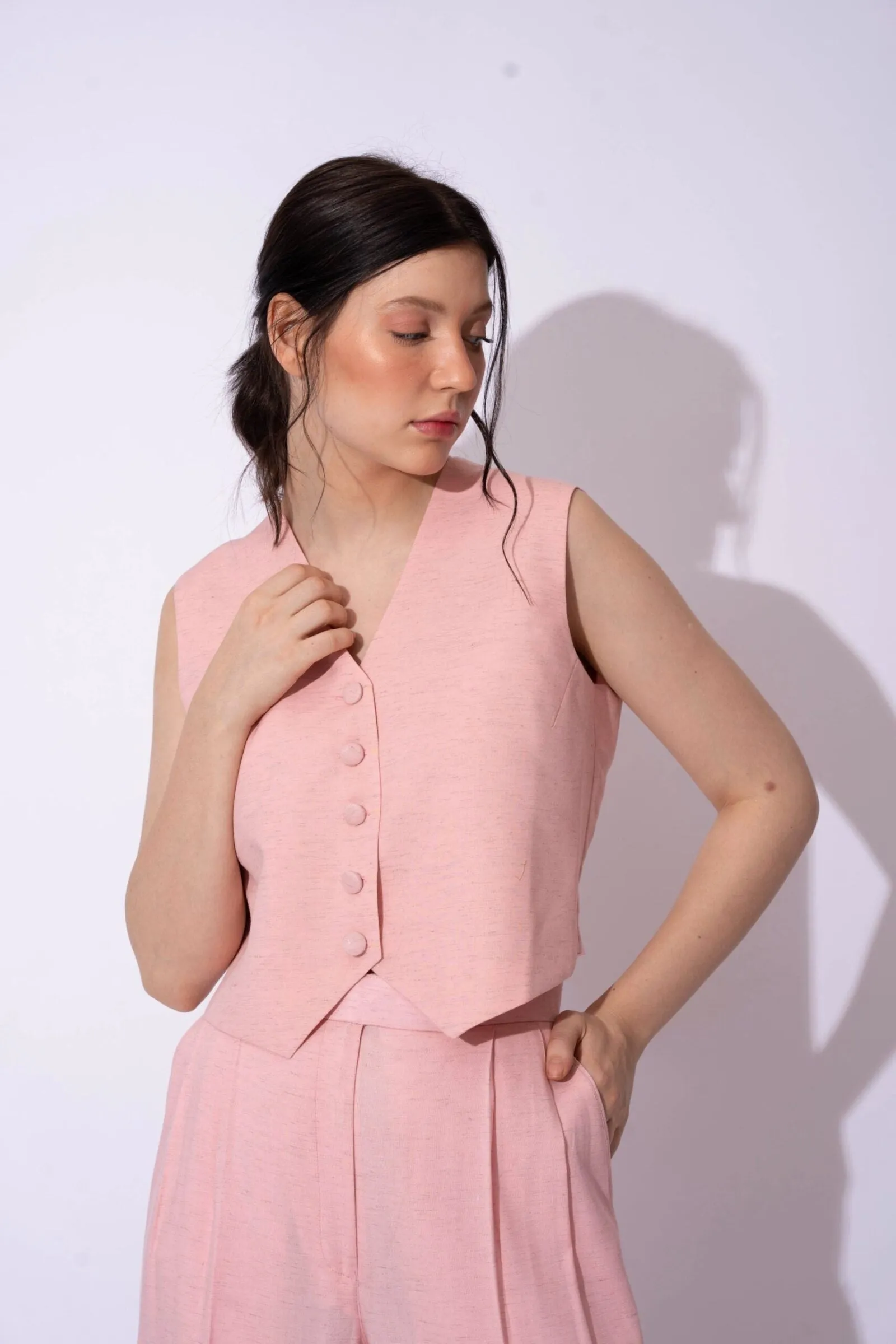 Women's Formal Linen Waistcoat with Pants