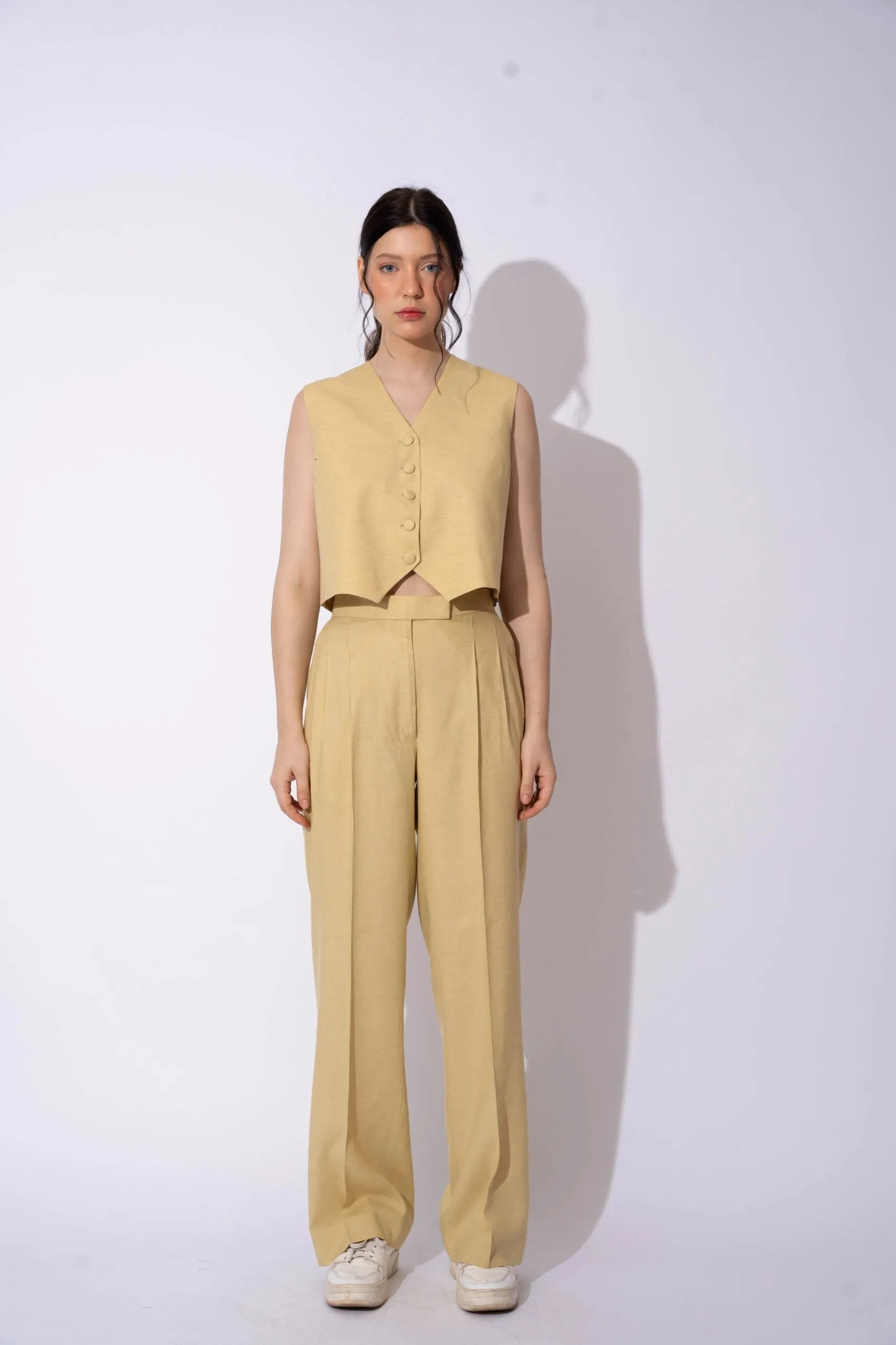Women's Formal Linen Waistcoat with Pants