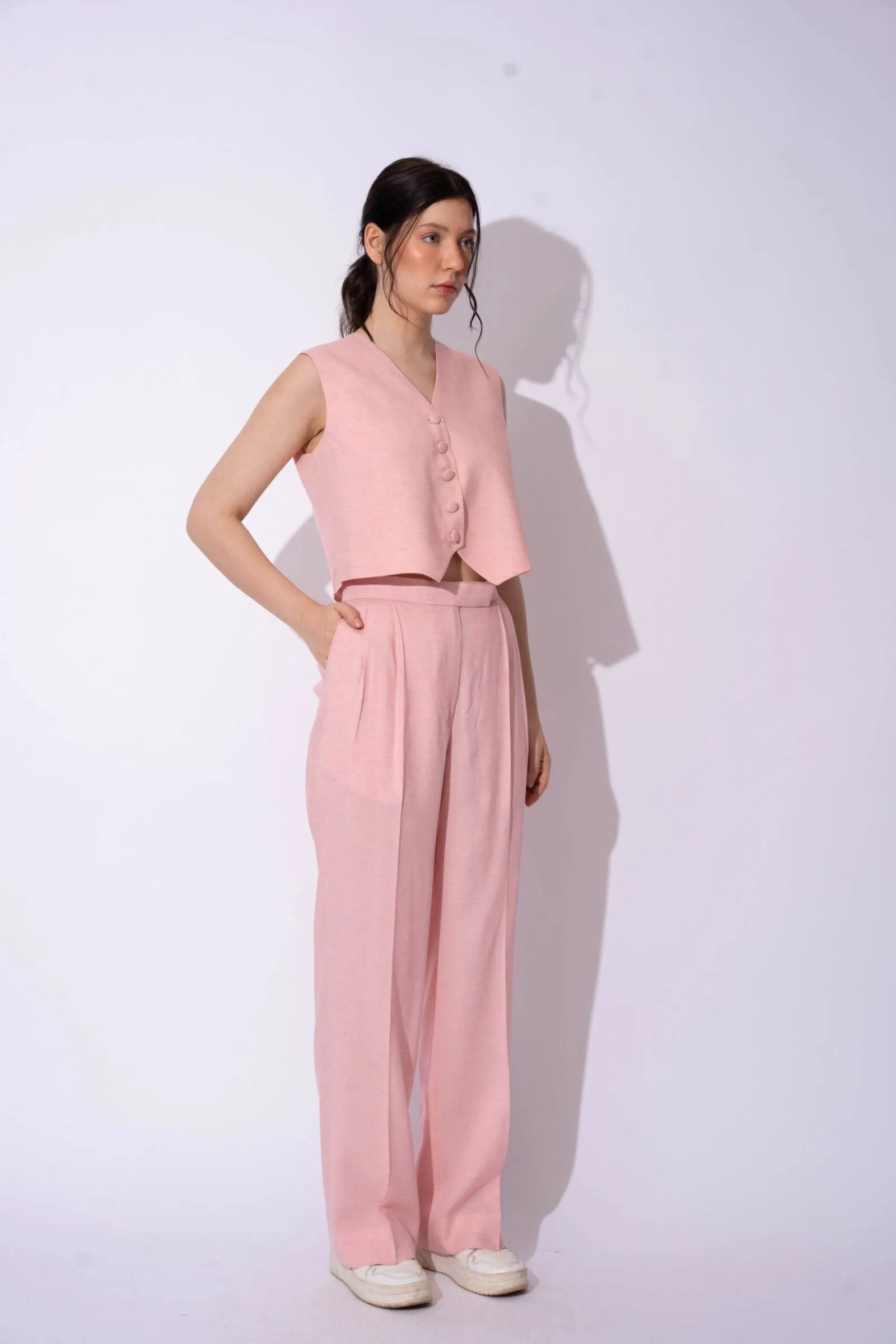 Women's Formal Linen Waistcoat with Pants