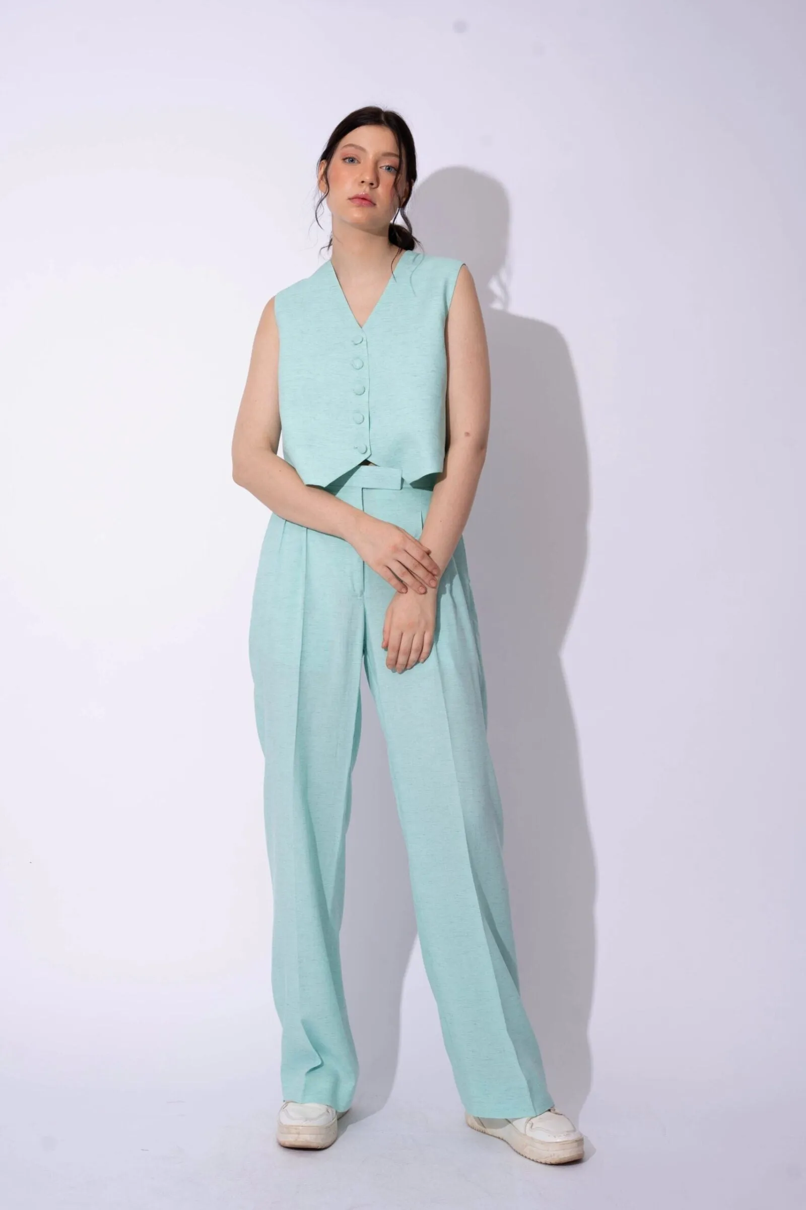 Women's Formal Linen Waistcoat with Pants