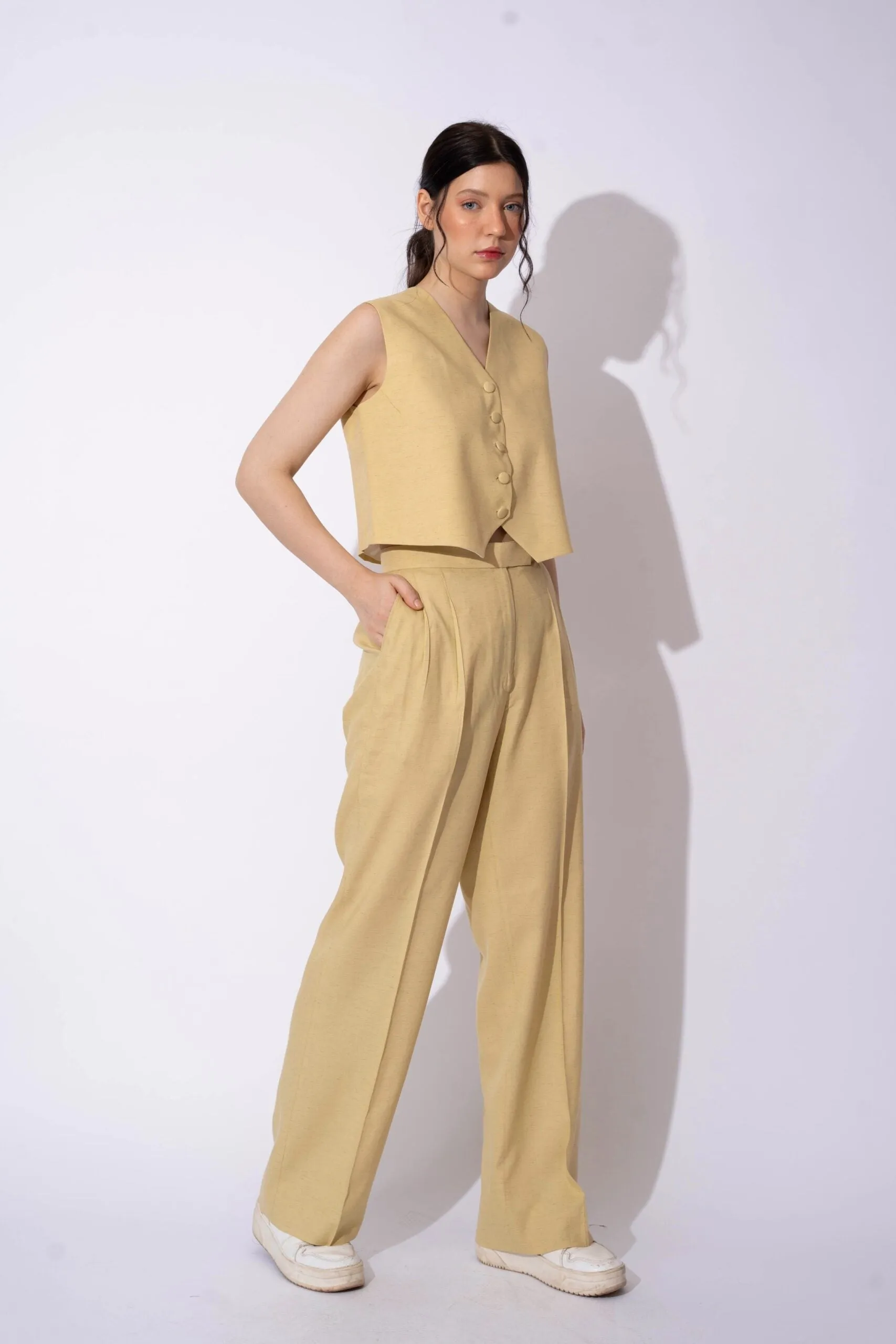 Women's Formal Linen Waistcoat with Pants