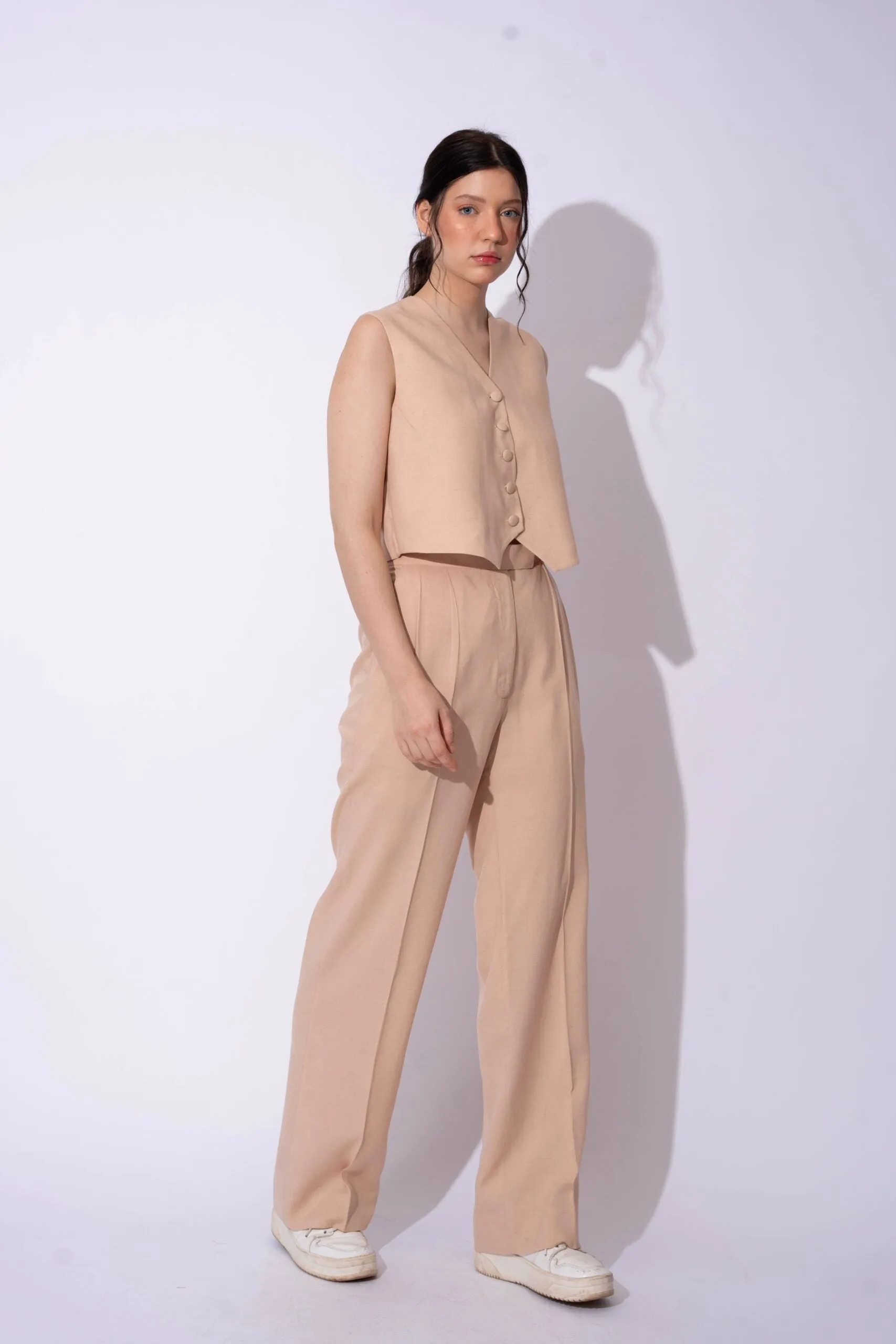 Women's Formal Linen Waistcoat with Pants