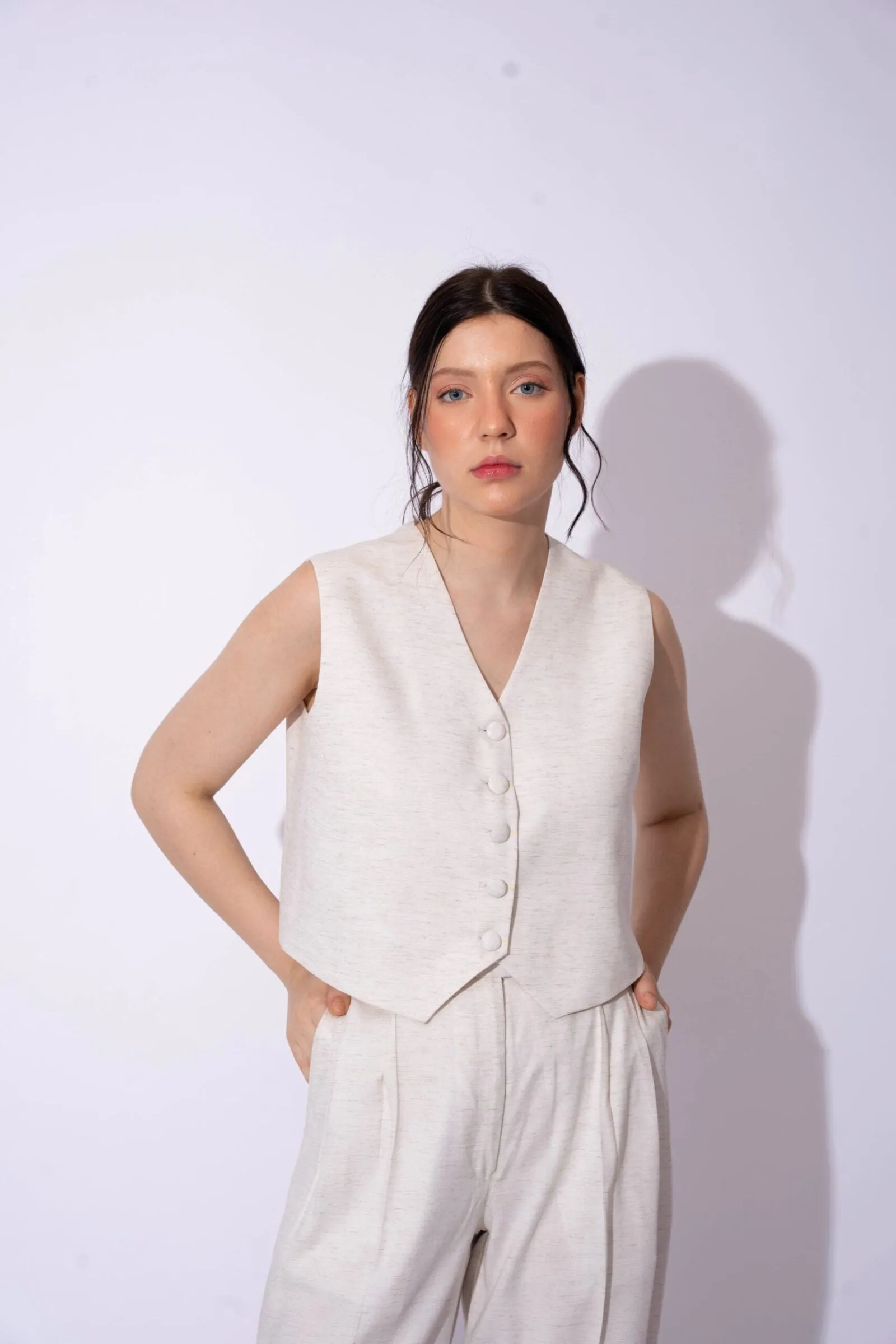 Women's Formal Linen Waistcoat with Pants