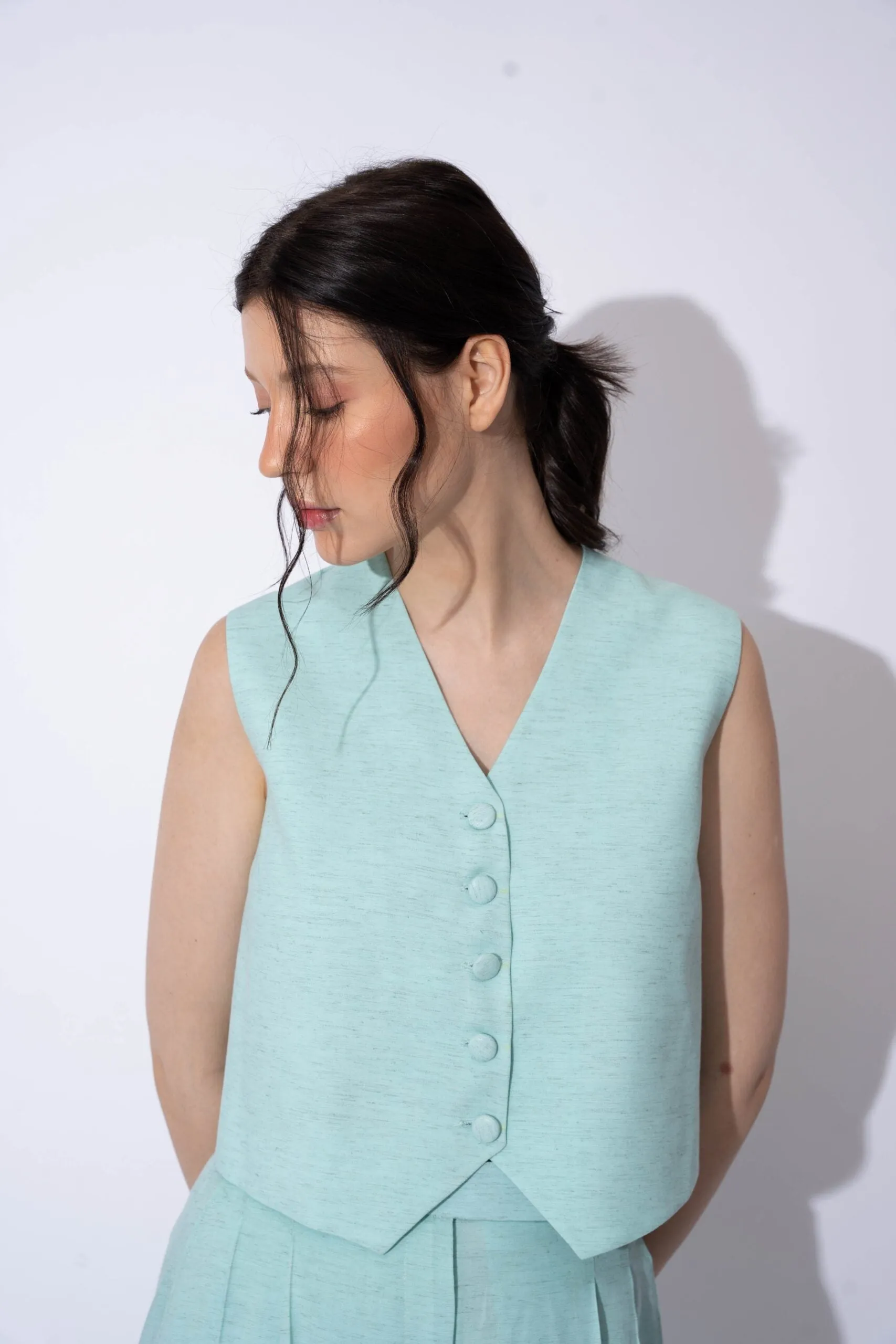 Women's Formal Linen Waistcoat with Pants