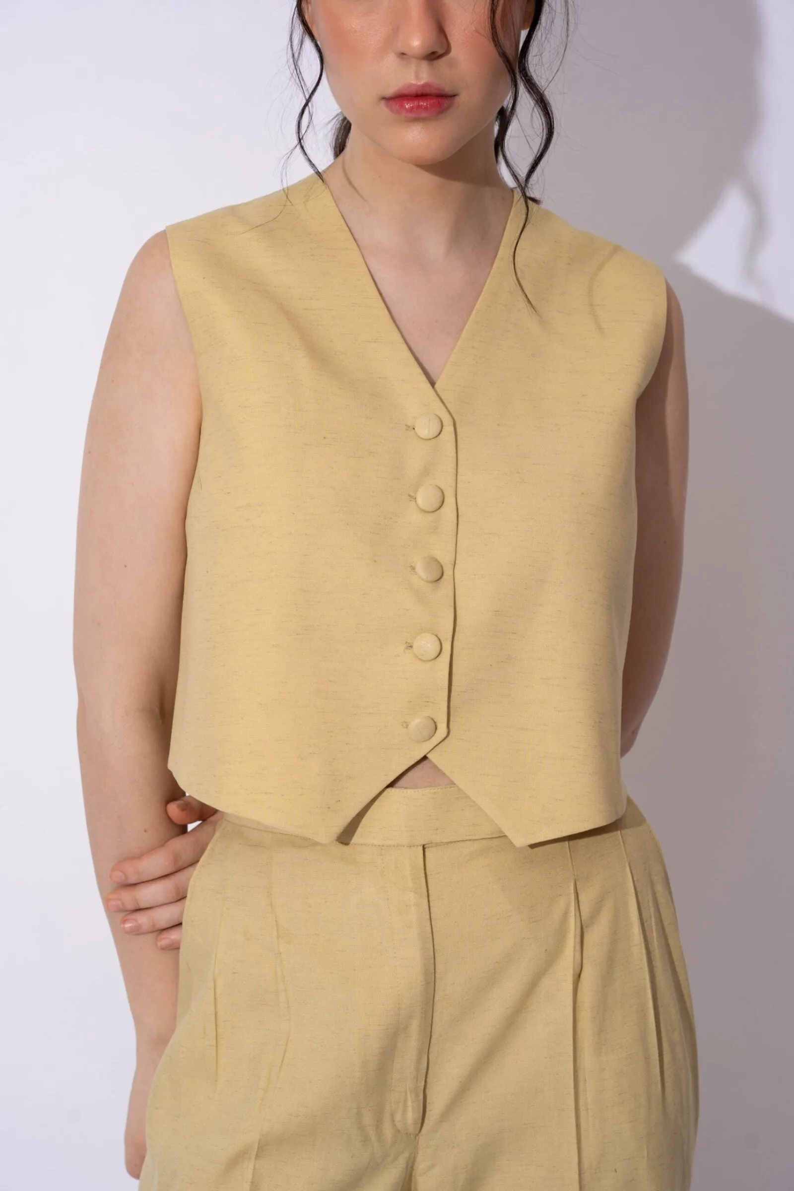 Women's Formal Linen Waistcoat with Pants