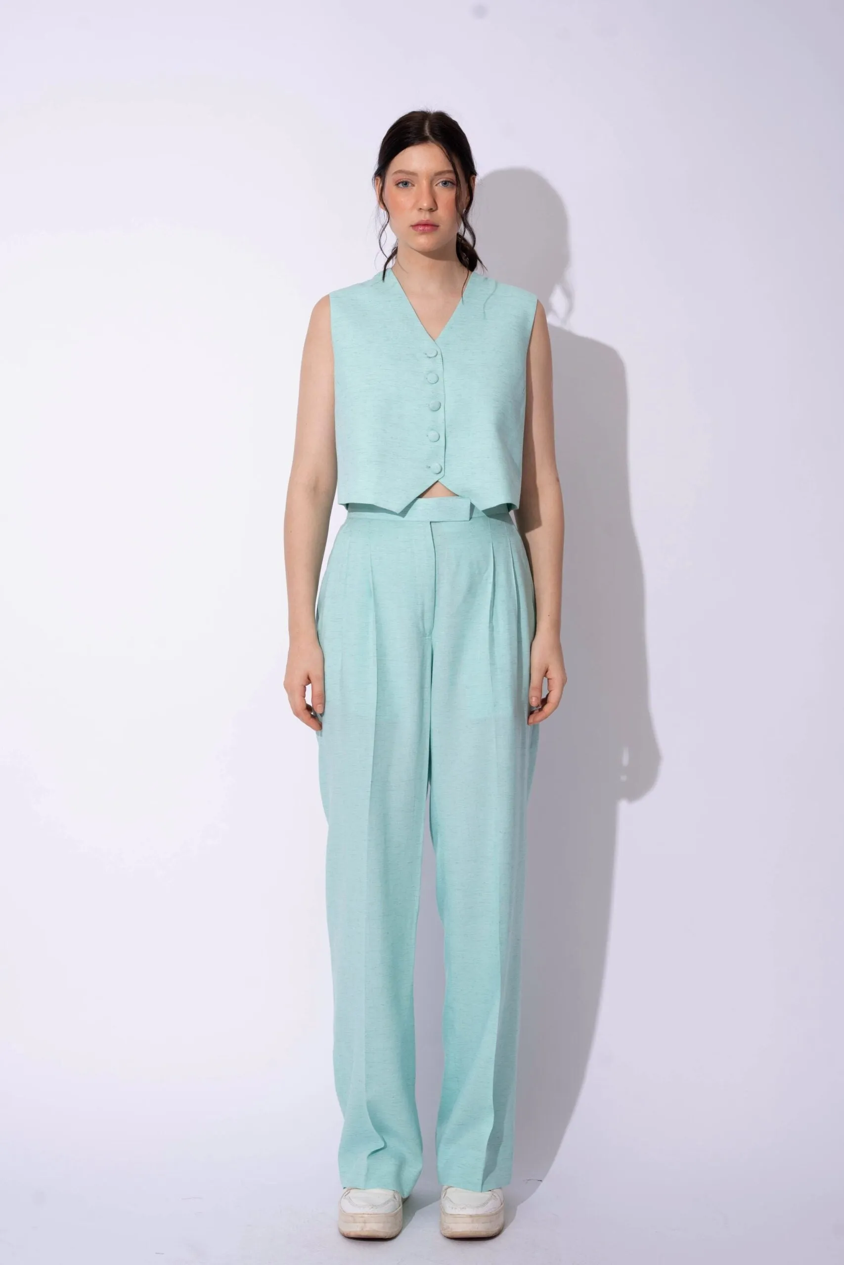 Women's Formal Linen Waistcoat with Pants