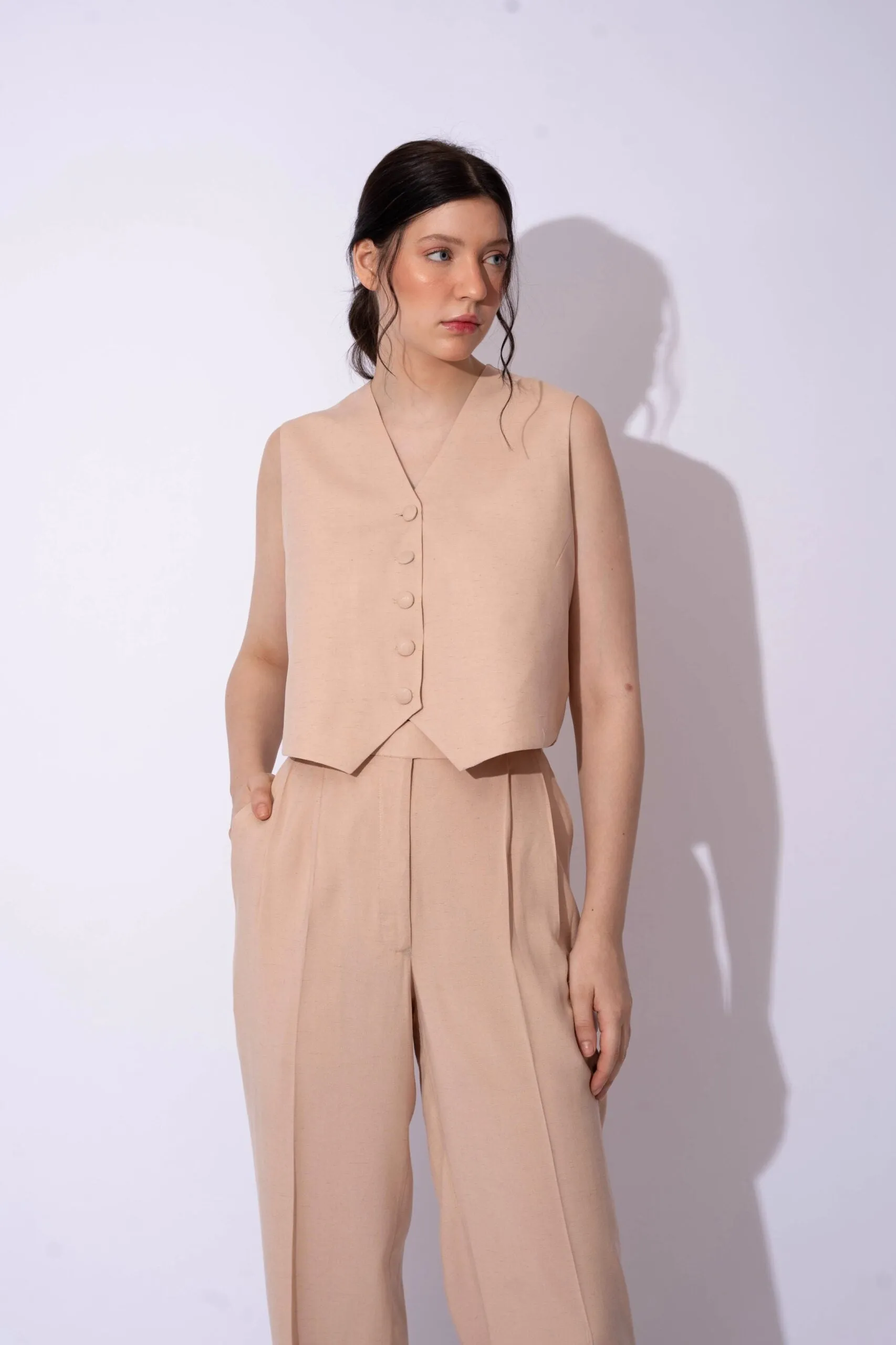 Women's Formal Linen Waistcoat with Pants