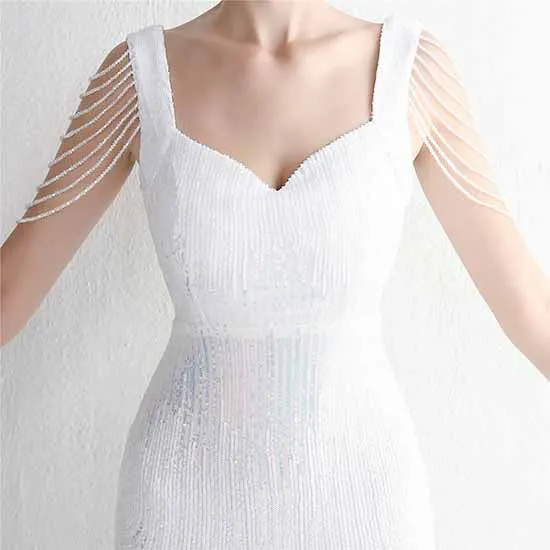 Women's Sexy Bodycon Sequin Gown Evening Dress with Slit