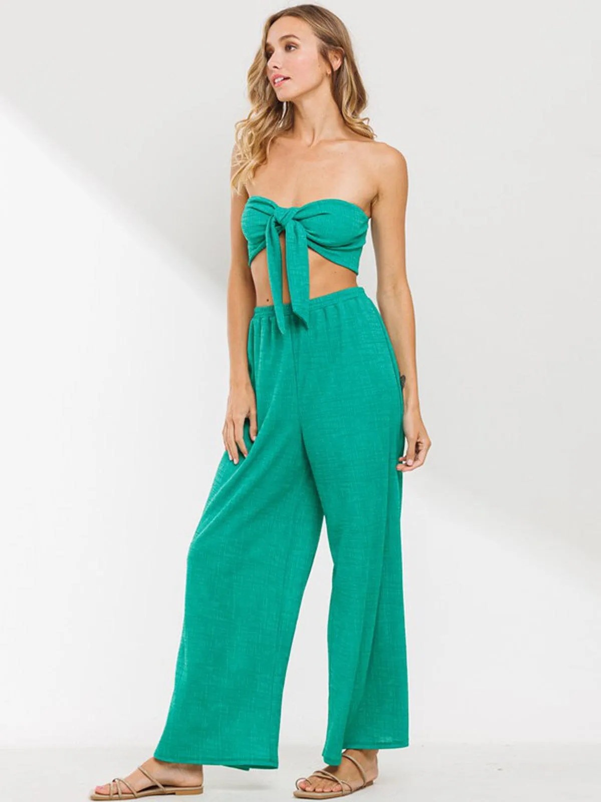 WOMEN'S TUBE TOP & BELL BOTTOMS PANTS SET