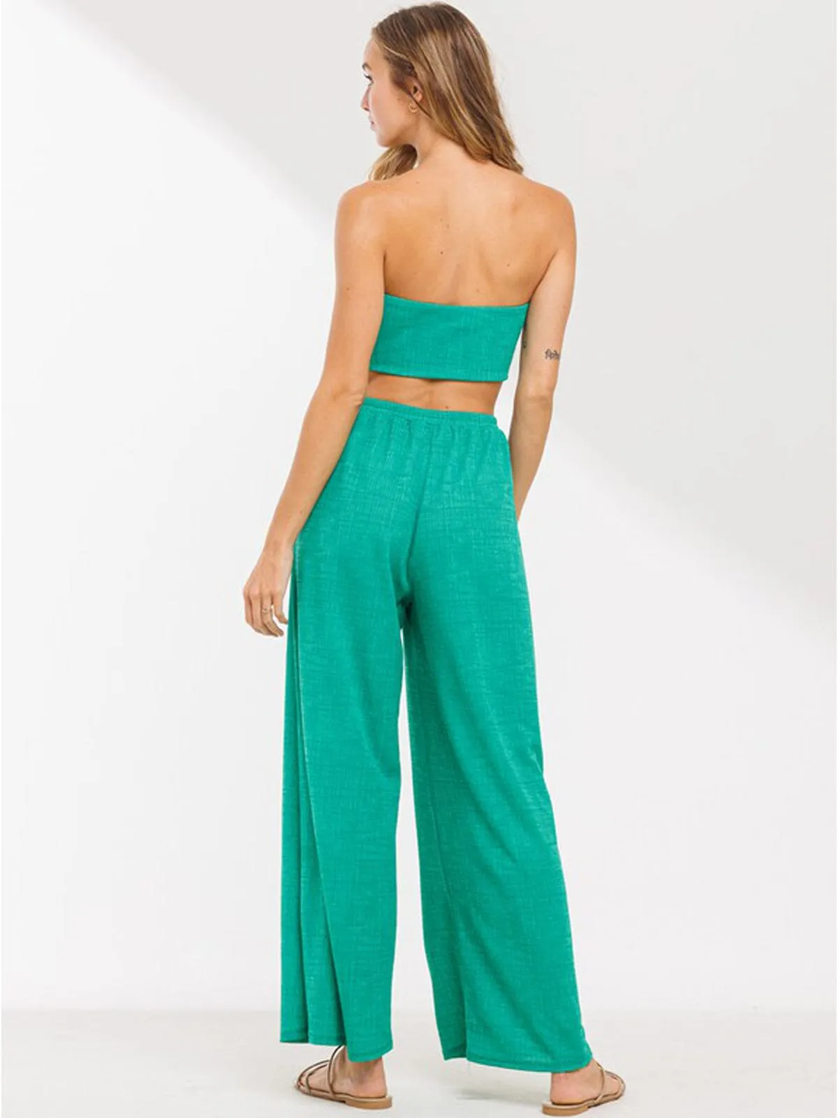WOMEN'S TUBE TOP & BELL BOTTOMS PANTS SET