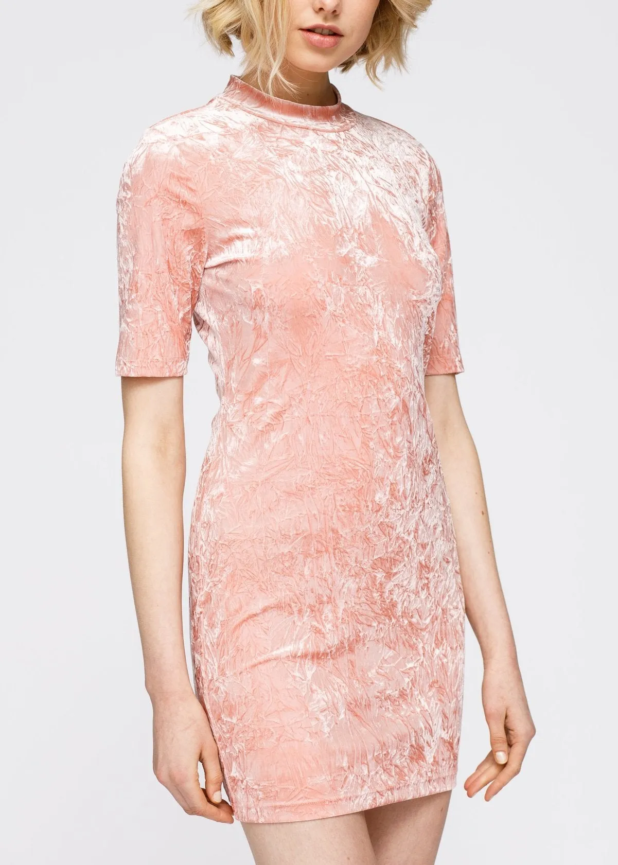 Women's Velvet Deep V Cutout Back Dress In Peach