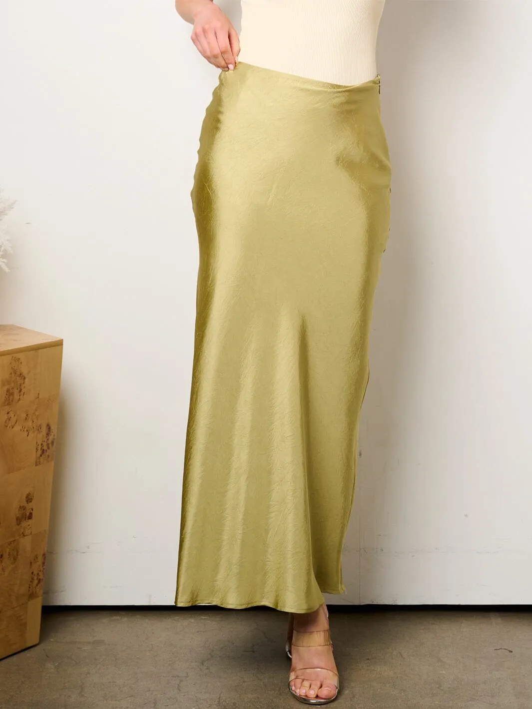WOMEN'S ZIP UP BODYCON MAXI SKIRT